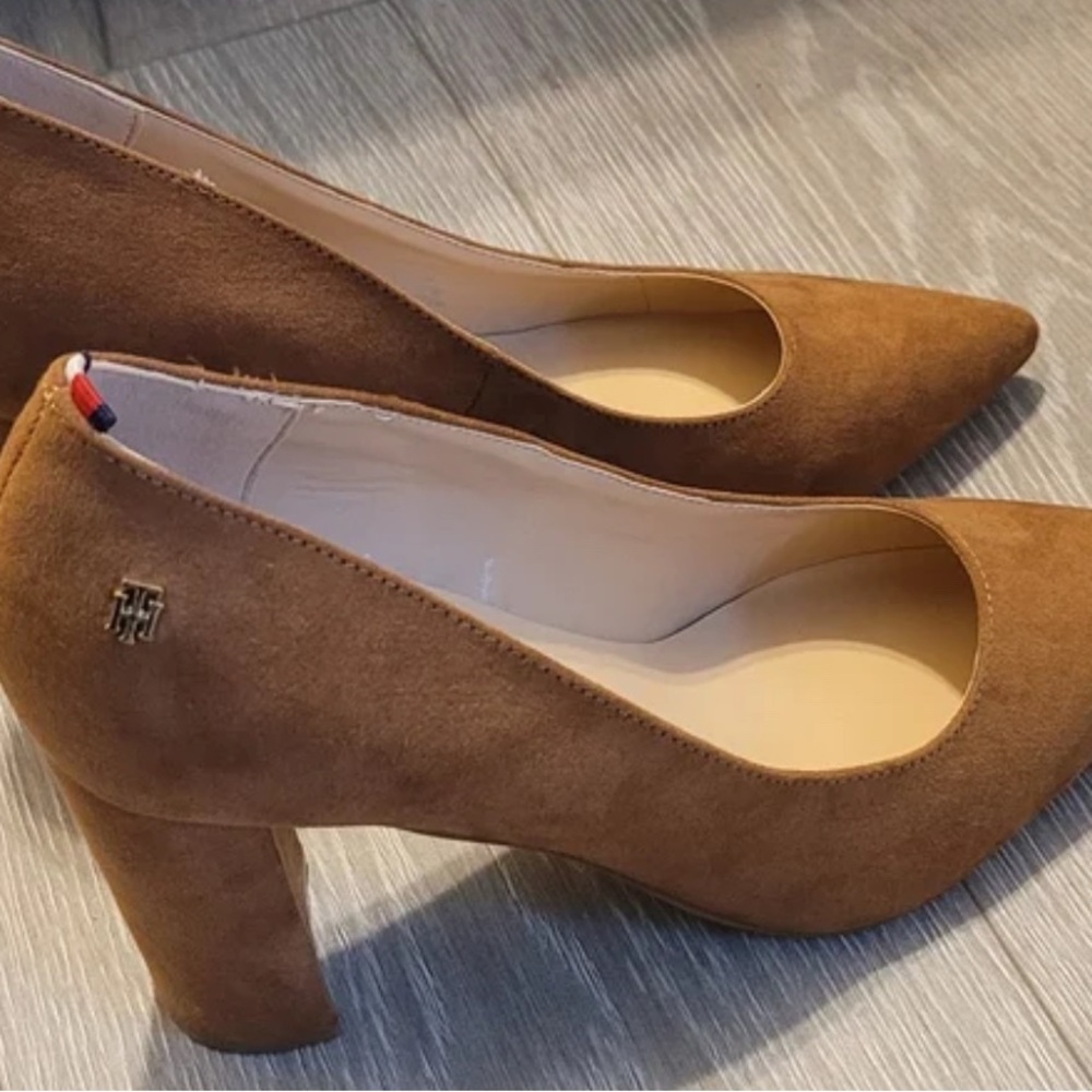 Tommy Hilfiger Tan Suede Block Heels